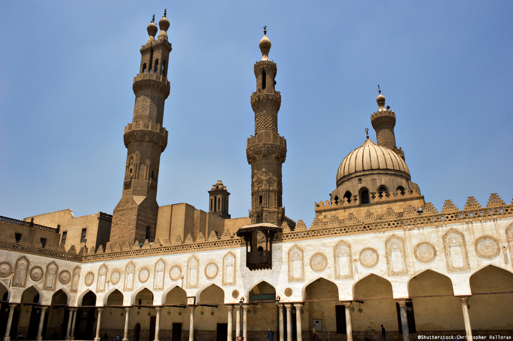 CAIRO, EGYPT - JULY 20: Exterior of the Al-Azhar Mosque, the chief center of Islamic learning in the world, on July 20, 2010 in Cairo, Egypt.; Shutterstock ID 70114258; Purchase Order: Medirection